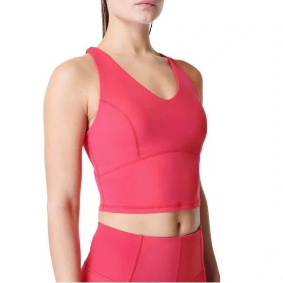 NWT Sweaty Betty Super Soft Strappy Back Workout Crop Top in Glow Pink SIZE US 6 - Picture 2 of 12